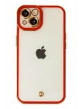 Newface Apple iPhone 14 Plus Kılıf Liva Lens Silikon - Kırmızı