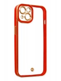 Newface Apple iPhone 14 Plus Kılıf Liva Lens Silikon - Kırmızı