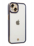 Newface Apple iPhone 14 Plus Kılıf Liva Lens Silikon - Mavi