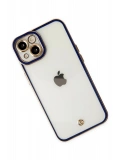 Newface Apple iPhone 14 Plus Kılıf Liva Lens Silikon - Mavi