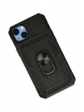 Newface Apple iPhone 14 Plus Kılıf Pars Lens Yüzüklü Silikon - Siyah