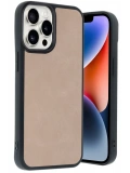 Newface Apple iPhone 14 Pro Max Kılıf Aras Deri Kapak - Pudra