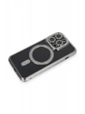 Newface Apple iPhone 14 Pro Max Kılıf Joke Simli Magneticsafe Kılıf - Gri