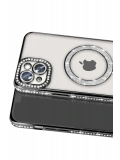 Newface Apple iPhone 15 Kılıf Joke Simli Magneticsafe Kılıf - Siyah