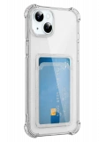 Newface Apple iPhone 15 Kılıf Kart Şeffaf Silikon - Şeffaf