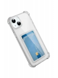 Newface Apple iPhone 15 Kılıf Kart Şeffaf Silikon - Şeffaf