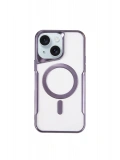 Newface Apple iPhone 15 Plus Kılıf Boyi Magsafe Silikon Kapak - Derin Mor