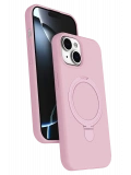 Newface Apple iPhone 15 Plus Regal Magsafe Standlı Kapak - Açık Pembe