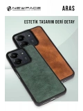 Newface Apple iPhone 15 Pro Kılıf Aras Deri Kapak - Taba