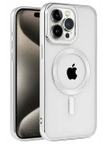 Newface Apple iPhone 15 Pro Kılıf Kronos Magsafe Kapak - Gümüş