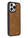 Newface Apple iPhone 15 Pro Max Kılıf Aras Deri Kapak - Taba