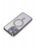 Newface Apple iPhone 15 Pro Max Kılıf Joke Simli Magneticsafe Kılıf - Derin Mor