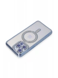 Newface Apple iPhone 15 Pro Max Kılıf Joke Simli Magneticsafe Kılıf - Mavi