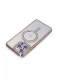 Newface Apple iPhone 15 Pro Max Kılıf Joke Simli Magneticsafe Kılıf - Pembe
