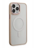Newface Apple iPhone 15 Pro Max Kılıf Room Magneticsafe Silikon - Pudra