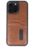 Newface Apple iPhone 15 Pro Max Kılıf Sara Kartvizitli Deri Kılıf - Taba