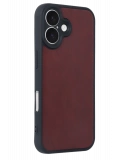 Newface Apple iPhone 16 Kılıf Aras Deri Kapak - Bordo