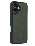 Newface Apple iPhone 16 Kılıf Aras Deri Kapak - Koyu Yeşil