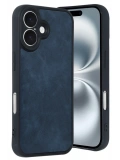 Newface Apple iPhone 16 Kılıf Aras Deri Kapak - Lacivert