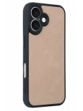 Newface Apple iPhone 16 Kılıf Aras Deri Kapak - Pudra