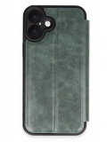 Newface Apple iPhone 16 Kılıf Flip Cover - Koyu Yeşil