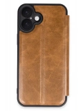 Newface Apple iPhone 16 Kılıf Flip Cover - Taba