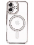 Newface Apple iPhone 16 Kılıf Joke Simli Magneticsafe Kılıf - Pembe
