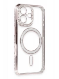 Newface Apple iPhone 16 Kılıf Joke Simli Magneticsafe Kılıf - Pembe