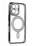 Newface Apple iPhone 16 Kılıf Joke Simli Magneticsafe Kılıf - Siyah