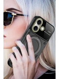 Newface Apple iPhone 16 Kılıf Joy Lens Standlı Kapak - Mor