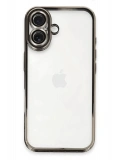 Newface Apple iPhone 16 Kılıf Razer Lensli Silikon - Titanyum Gri