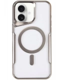 Newface Apple iPhone 16 Plus Kılıf Boyi Magsafe Silikon Kapak - Gümüş