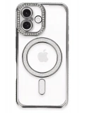 Newface Apple iPhone 16 Plus Kılıf Joke Simli Magneticsafe Kılıf - Gri