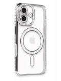 Newface Apple iPhone 16 Plus Kılıf Joke Simli Magneticsafe Kılıf - Gri