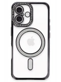 Newface Apple iPhone 16 Plus Kılıf Joke Simli Magneticsafe Kılıf - Siyah