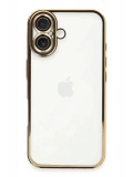 Newface Apple iPhone 16 Plus Kılıf Razer Lensli Silikon - Gold