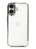 Newface Apple iPhone 16 Plus Kılıf Razer Lensli Silikon - Gümüş
