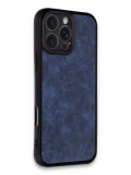 Newface Apple iPhone 16 Pro Kılıf Aras Deri Kapak - Lacivert