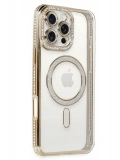 Newface Apple iPhone 16 Pro Kılıf Joke Simli Magneticsafe Kılıf - Gold
