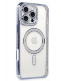 Newface Apple iPhone 16 Pro Kılıf Joke Simli Magneticsafe Kılıf - Mavi