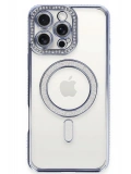 Newface Apple iPhone 16 Pro Kılıf Joke Simli Magneticsafe Kılıf - Mavi
