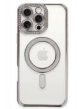 Newface Apple iPhone 16 Pro Kılıf Joke Simli Magneticsafe Kılıf - Pembe