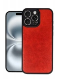 Newface Apple iPhone 16 Pro Max Kılıf Aras Deri Kapak - Kırmızı
