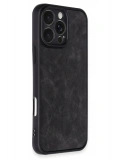 Newface Apple iPhone 16 Pro Max Kılıf Aras Deri Kapak - Siyah