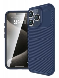 Newface Apple iPhone 16 Pro Max Kılıf Auto Focus Karbon Kapak - Lacivert