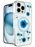 Newface Apple iPhone 16 Pro Max Kılıf Daisy Simli Magsafe Kapak - Mavi
