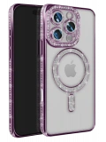 Newface Apple iPhone 16 Pro Max Kılıf Joke Simli Magneticsafe Kılıf - Derin Mor