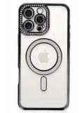 Newface Apple iPhone 16 Pro Max Kılıf Joke Simli Magneticsafe Kılıf - Gri