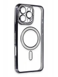 Newface Apple iPhone 16 Pro Max Kılıf Joke Simli Magneticsafe Kılıf - Gri
