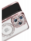 Newface Apple iPhone 16 Pro Max Kılıf Joke Simli Magneticsafe Kılıf - Pembe